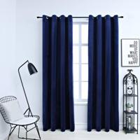 VidaXL Gordijn verduisterend met ringen 2 st 140x245 cm fluweel blauw - thumbnail