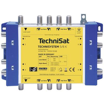 TechniSat Technisystem 5/8 K, Kaskade Satelliet multiswitch cascade Ingangen (satelliet): 5 (4 satelliet / 1 terrestrisch) Aantal gebruikers: 8 TechniSat Technisystem 5/8 K, Kaskade Satelliet multiswitch cascade Ingangen (satelliet): 5 (4 satelliet / 1 terrestrisch) Aantal gebruikers: 8