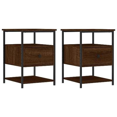 Nachtkastjes 2 st 40x42x56 cm bewerkt hout bruin eikenkleur