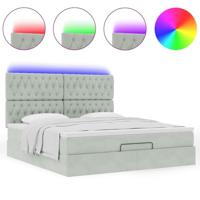 Ottoman bed met matrassen en LED's 180x200cm fluweel lichtgrijs - thumbnail