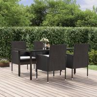 5-delige Tuinset met kussens poly rattan zwart - thumbnail