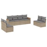 8-delige Loungeset met kussens poly rattan beige - thumbnail