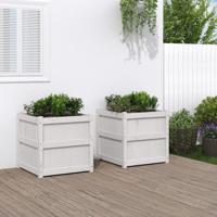 VidaXL Plantenbakken 2 st cm massief grenenhout wit - thumbnail