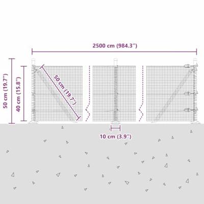 VidaXL Afrasteringspaal grijs 25 x 0,4 m (16 x 16 mm gaas)