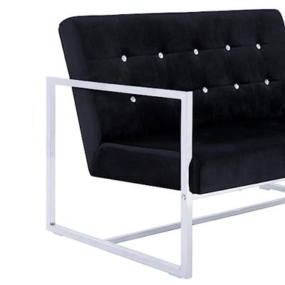 VidaXL Tweezitsbank met armleuningen chroom en fluweel zwart VidaXL Tweezitsbank met armleuningen chroom en fluweel zwart