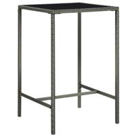 Tuinbartafel 70x70x110 cm poly rattan en glas grijs - thumbnail