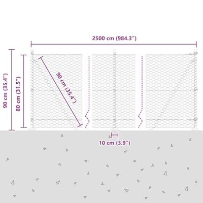 VidaXL Afrasteringspaal zilver 25 x 0,8 m (36 mm gaas) staal