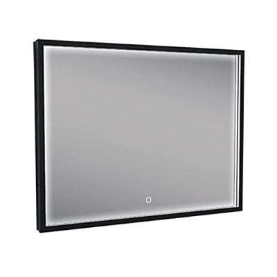 Avi spiegel rechthoek met LED, dimbaar en spiegelverwarming 80 x 60 cm mat zwart Avi spiegel rechthoek met LED, dimbaar en spiegelverwarming 80 x 60 cm mat zwart