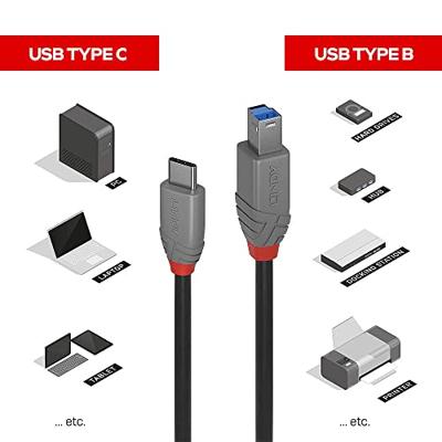 Lindy 36668 USB-kabel 3 m USB 3.2 Gen 1 (3.1 Gen 1) USB C USB B Zwart