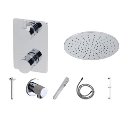 Thermostatische Inbouw Regendouche Set Wiesbaden Type 112 Plafondarm 30 cm Rond Glijstang incl. Inbouwdeel