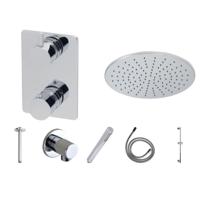 Thermostatische Inbouw Regendouche Set Wiesbaden Type 112 Plafondarm 30 cm Rond Glijstang incl. Inbouwdeel - thumbnail
