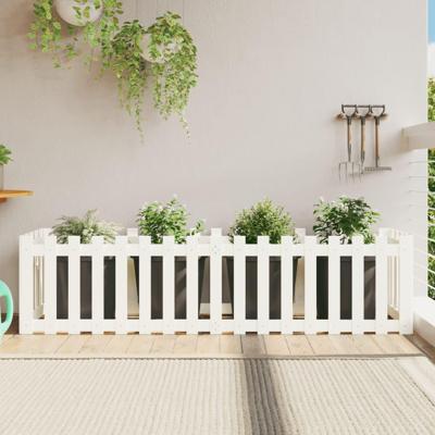 Plantenbak verhoogd hekontwerp 200x50x50 cm grenenhout wit Plantenbak verhoogd hekontwerp 200x50x50 cm grenenhout wit