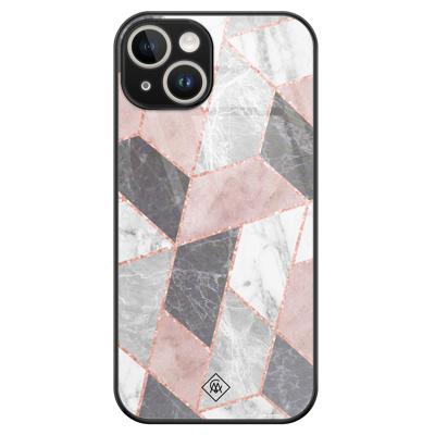 iPhone 14 glazen hardcase - Stone grid