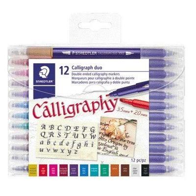 Kalligrafiepen Staedtler duo punt 2.0 en 3.5mm 12 kleuren | 5 stuks