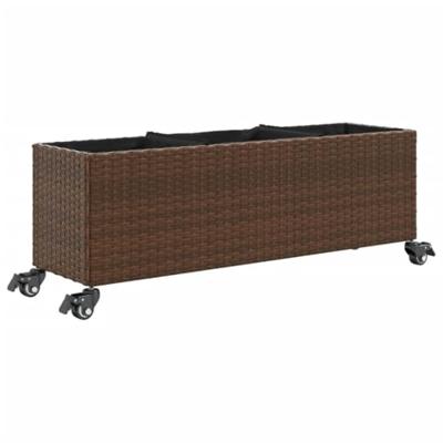 VidaXL Plantenbakken met wielen 2 st 107x32x38 cm poly rattan bruin VidaXL Plantenbakken met wielen 2 st 107x32x38 cm poly rattan bruin