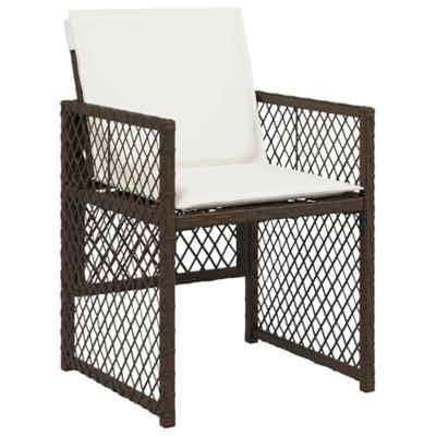 Tuinstoelen 4 st met kussens poly rattan bruin