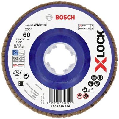Bosch Accessoires Lamellenschijf X551 125mm G60 kunststof recht X-LOCK - 2608619816