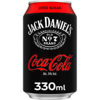 Jack Daniel&apos;s Tennessee Whiskey Mixed with CocaCola Zero Sugar 330ML bij Jumbo - thumbnail