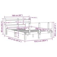 Bedframe met hoofdbord massief grenenhout 150x200 cm - thumbnail