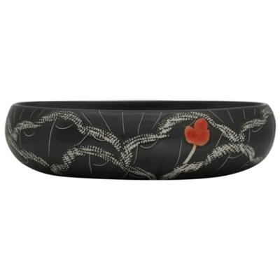 VidaXL Opzetwasbak ovaal 59x40x15 cm keramiek zwart VidaXL Opzetwasbak ovaal 59x40x15 cm keramiek zwart