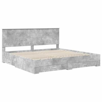 Bedframe met hoofdeinde Beton Grijs 200 x 200 cm Bewerkt hout