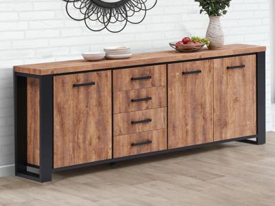 Dressoir ESTEBAN 3 deuren 4 lades industriële eik Dressoir ESTEBAN 3 deuren 4 lades industriële eik