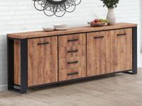 Dressoir ESTEBAN 3 deuren 4 lades industriële eik - thumbnail