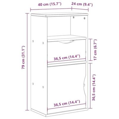 Bijzetkast met lade ODDA 40x24x79 cm massief grenenhout wit