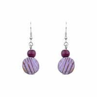 Paarse Kokosnoot Oorbellen met Yokomeshi en Parel Details - thumbnail