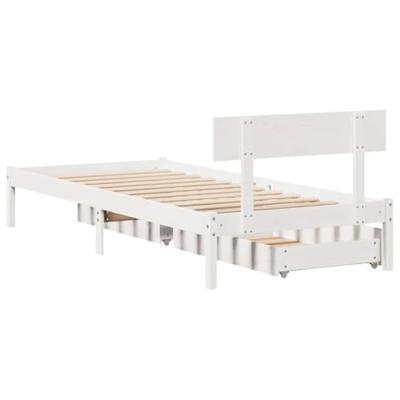 Bedframe zonder matras massief grenenhout wit 90x200 cm