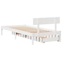 Bedframe zonder matras massief grenenhout wit 90x200 cm - thumbnail