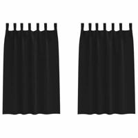 VidaXL Zwart-out gordijnen met ringen 2 pcs zwart 175 x 140 cm - thumbnail