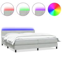 Boxspring met matras en LED fluweel lichtgrijs 180x220 cm - thumbnail