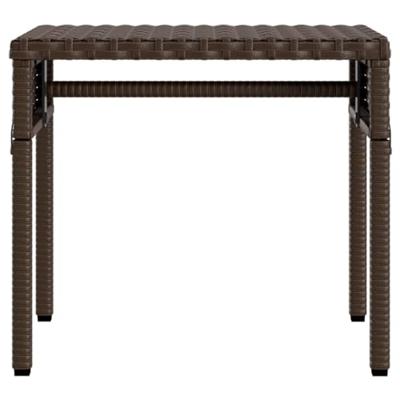 Ligbed met luifel en tafel poly rattan bruin
