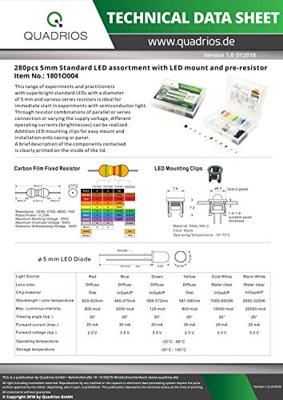 Quadrios LED-assortiment Rood, Groen, Geel, Blauw, Koud-wit, Warm-wit 5 mm 20 mA 3.0 V Quadrios LED-assortiment Rood, Groen, Geel, Blauw, Koud-wit, Warm-wit 5 mm 20 mA 3.0 V