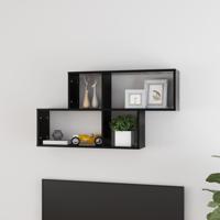 Wandschap 100x18x53 cm bewerkt hout zwart - thumbnail
