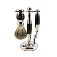 Edwin Jagger Shaving Sets 3pc Imitation Ebony & Chrome Plated Set Ref.S81M356CR - thumbnail