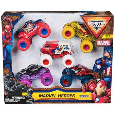 SPIN MASTERPAKKET VAN 5 MARVEL GEGOTEN VOERTUIGEN 1:64 Monster Jam