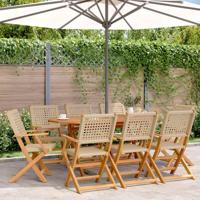 Tuinstoelen 8 st inklapbaar poly rattan en massief hout beige - thumbnail