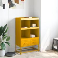 Hoge kast 68x39x111,5 cm staal mosterdgeel - thumbnail