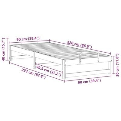 Bedframe met Draaghandvatten Bruin 90 x 220 cm Bedframe met Draaghandvatten Bruin 90 x 220 cm