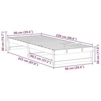Bedframe met Draaghandvatten Bruin 90 x 220 cm - thumbnail
