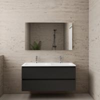 ACTIE BWS Badmeubel | Paris | Mat Zwart 120 cm | Mat Wit Wastafel | 2 Kraangaten - thumbnail