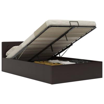 Bedframe met opslag hydraulisch kunstleer grijs 140x200 cm