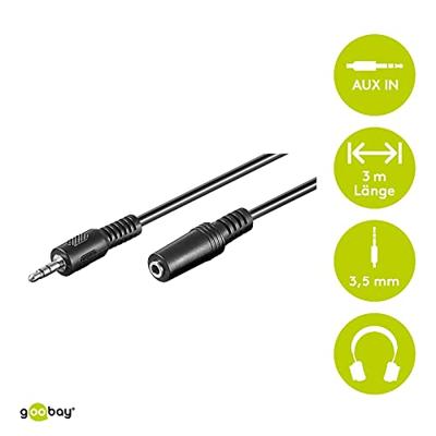 Goobay 3,5 mm jack verlengkabel (zwart, 3 meter, stereo)
