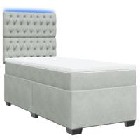 Boxspring met matras fluweel lichtgrijs 200x200 cm - thumbnail