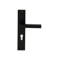 Hardbrass Deurkruk Geneve op rechthoekig langschild profielcilindergat 72mm - zwart - thumbnail