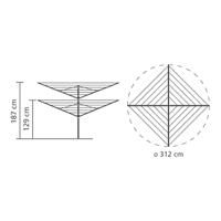 Brabantia Lift-O-Matic Droogmolen 60 m Drooglengte + Grondhaak en Hoes Metallic Grijs - thumbnail