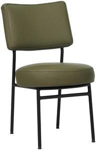 Olijfgroene leren moderne retro eetkamerstoel Rondo - Toledo Leer Olive (olijfgroen leer)