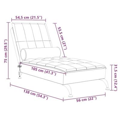 Massage chaise longue met bolster stof lichtgrijs